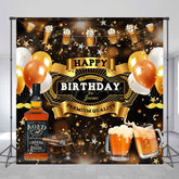 Aperturee - Aperturee Whisky Balloons Black Gold Custom Birthday Backdrop